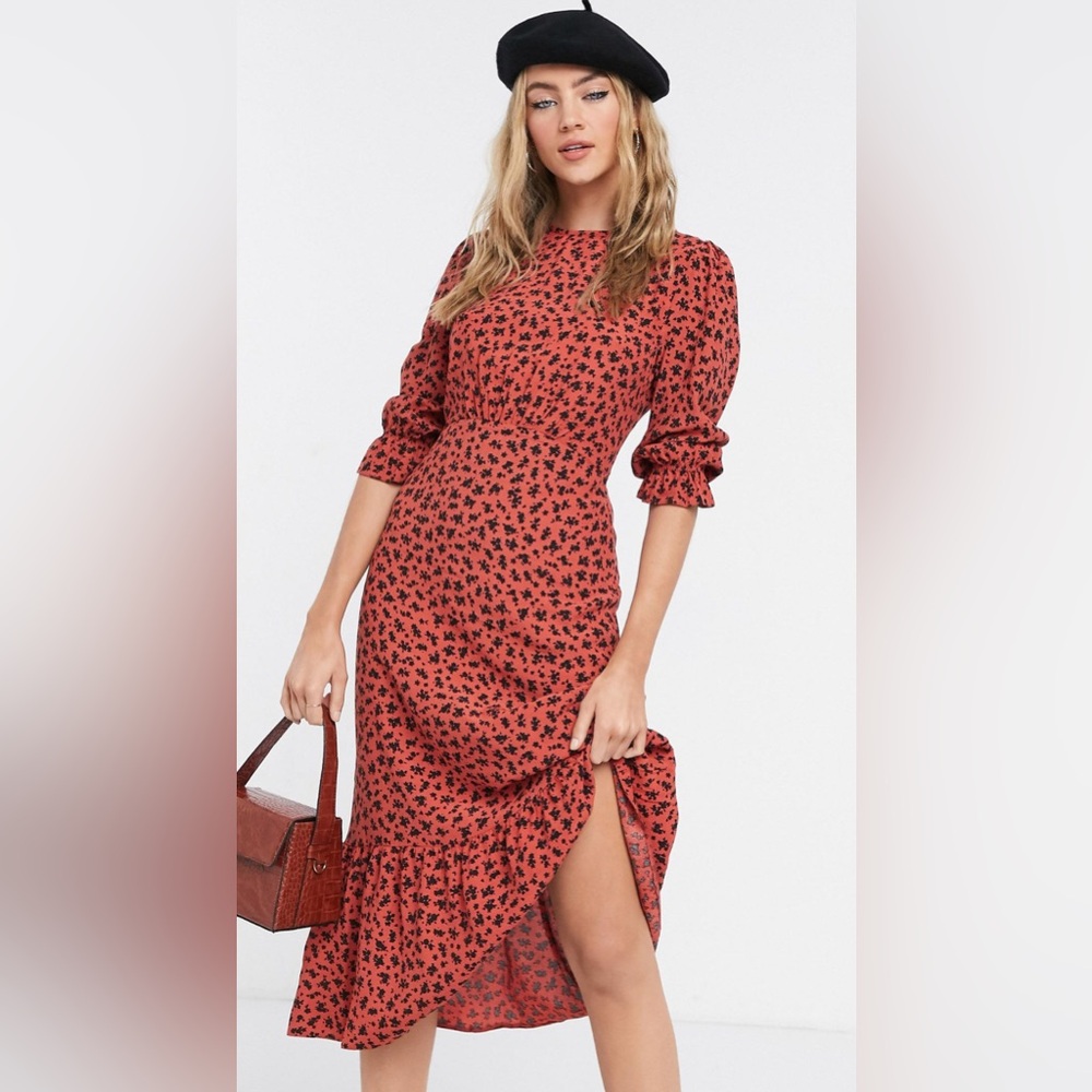 Nobody’s Child high neck maxi tea dress in botanical floral, size 6